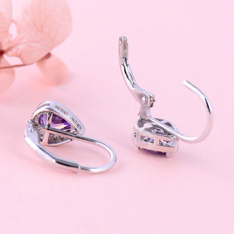 Женские Висячие серьги-капельки из серебра S925 пробы с фиолетовыми
