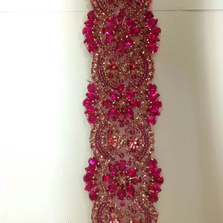ruby red haute couture deocative colorful crystal bling bling sash belt chain