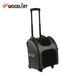 Wholesale airline approved pet stroller carrier box dog trolley bag crates with wheels