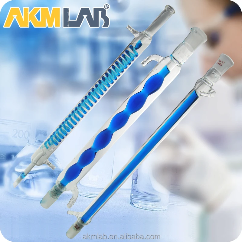 AKMLAB Laboratory Glass Liebig Condenser/Allihn Bulbed Condenser/Graham condenser