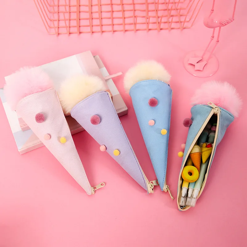 Ice cream story styling pen bag Creative canvas stationery bag Student stationery wholesale