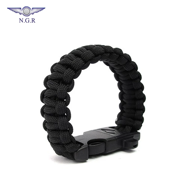 Factory Wholesale outdoor Emergency 550 survival bracelet with Whistle flint firestarter and Scraper