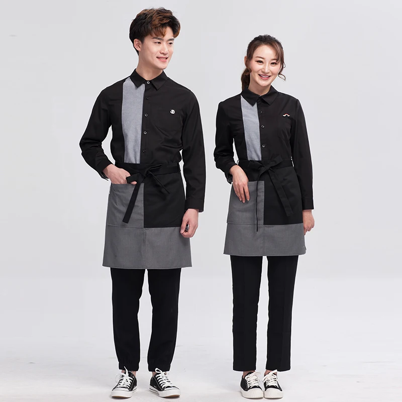 wholesale top sale Restaurant staff uniform long sleeve Korean fashion work clothes