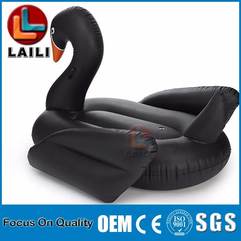 Durable large adult inflatable black swan pool float for sale