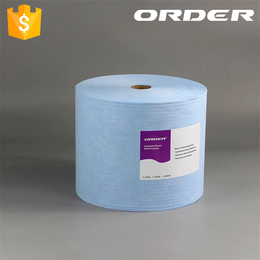 Roll of blue microfiber cleaning cloth cellulose Polypropylene is perforated jumbo roll industrial wipes