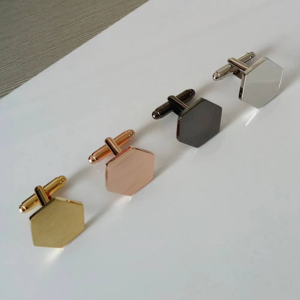 Custom made copper cufflink blanks 18k gold plating new cuff links set
