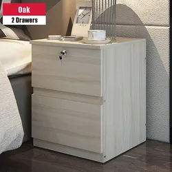 Bedside Table With Drawers & Doors Tall Nightstand Storage Cabinet For Bedroom Night Stand 2