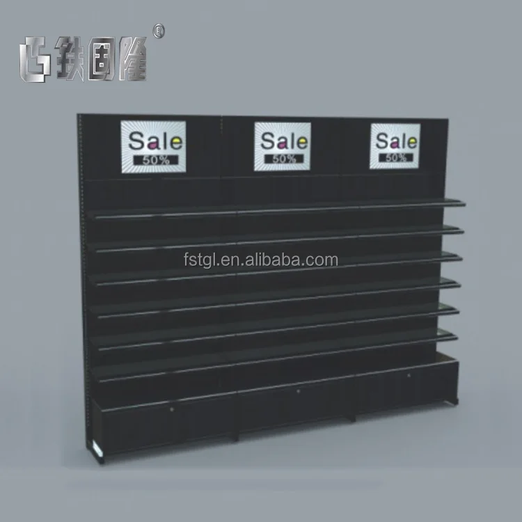 Fashion supermarket metal display shelf layout design equipment