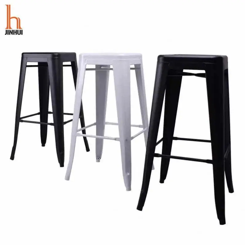 Дешевая оптовая продажа, винтажный промышленный черный металлический Железный барный стул
