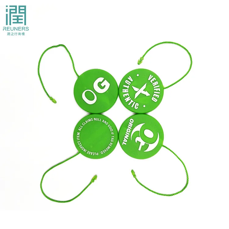 Custom brand colorful lock seal hang tag plastic string tag for garment