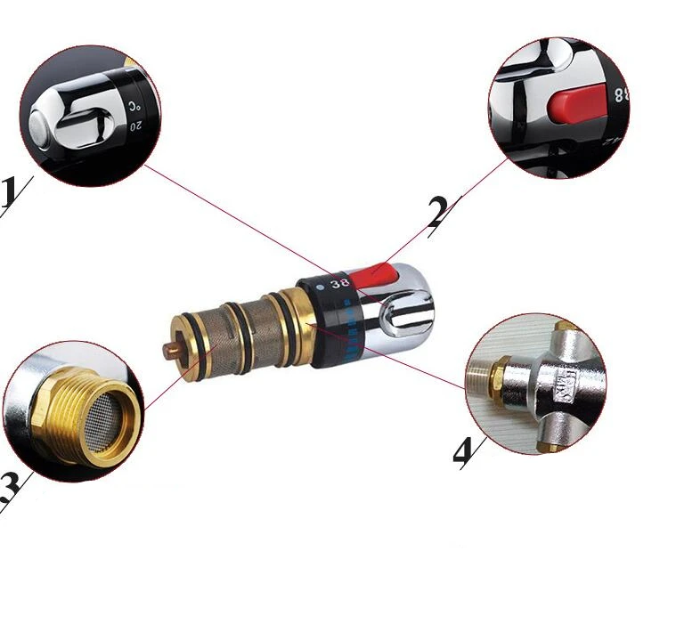 
Brass Water Temperature Control Valve Solar Shower Thermostatic Mixing Valve 
