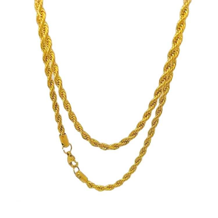 Оптовая продажа мужское ожерелье из кубинской цепи с покрытием желтого золота 18 карат 5 мм