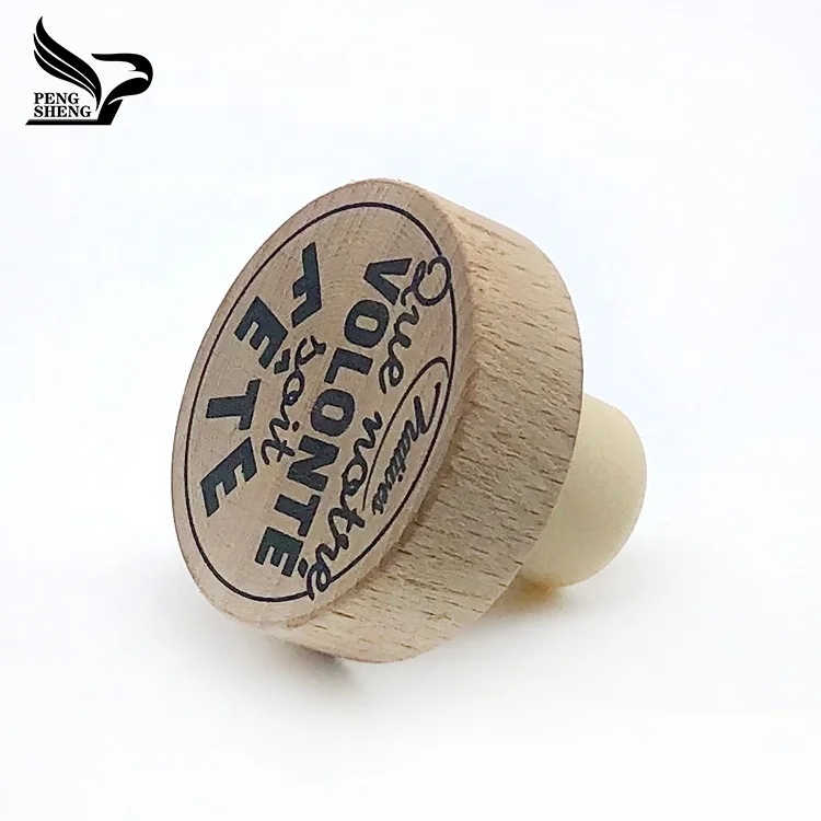 
Printing logo wooden cap High polymer cork stopper 