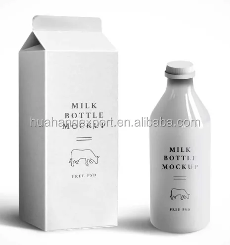 
Food grade 1litre transparent glass milk bottle with plastic screw cap and custom carton packaging 
