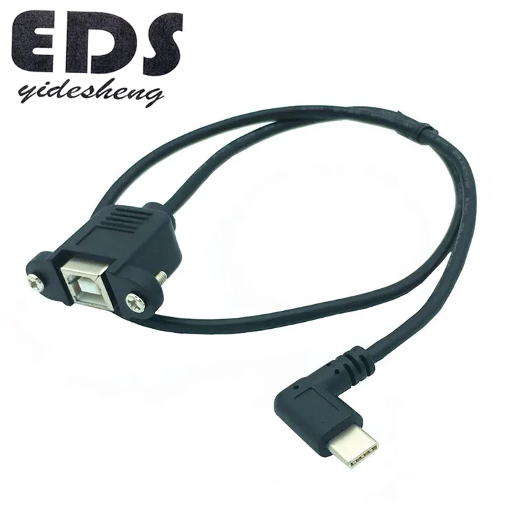 
Custom Made USB 2.0 B Screws Panel Mount Female Socket to Right Angle Type-c Male Extension Printer Panel Mount Cable 
