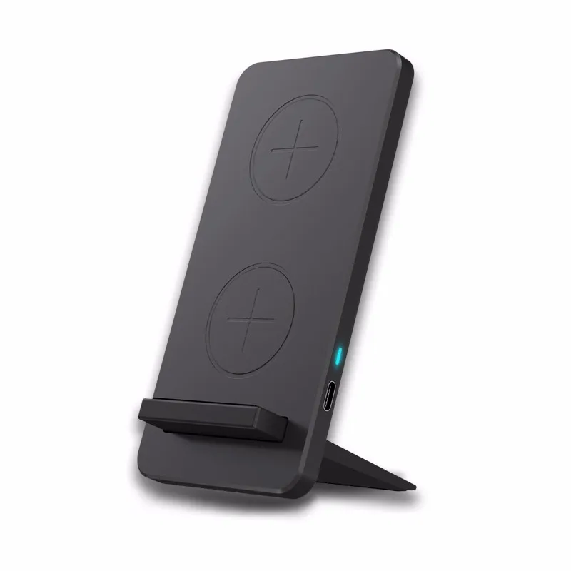 
New Product 2 Coils 10W 7.5W Charger Wireless Qi Charging Pad Stand 