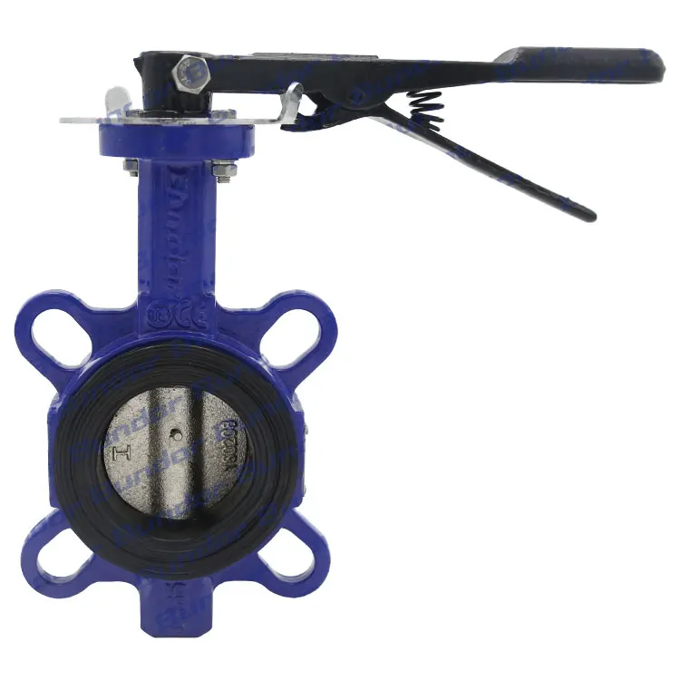 Bundor DN50-200 DI body  PN16 lever rubber seated reliable wafer butterfly valve manufacturer