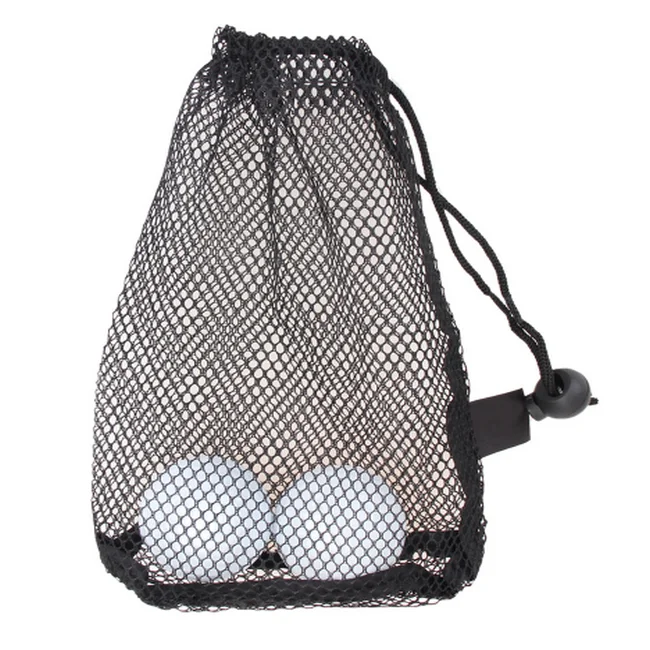 Black Nylon Mesh Nets Bag Pouch - Ideal for Outdoor Sports, Golf, Tennis, and Carrying Essentials