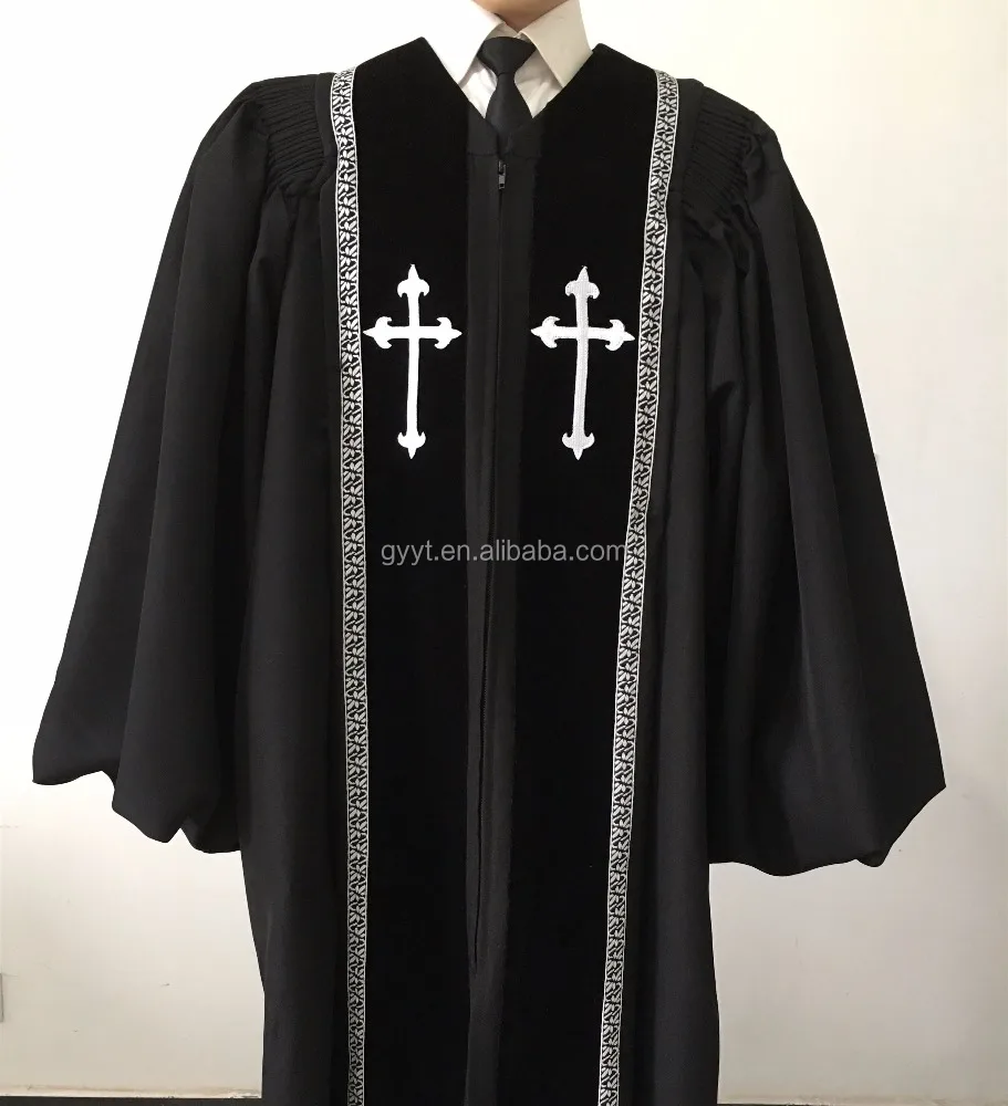 Custom Black Stock Clergy Robes for Adult Wholesale cassock