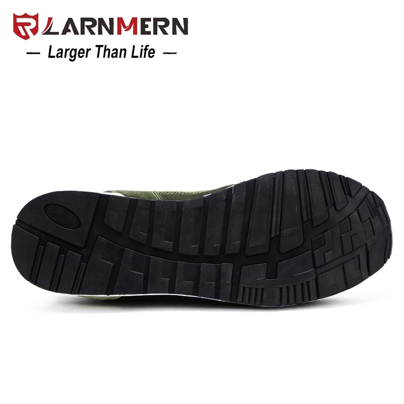 Защитная обувь LARNMERN для мужчин со стальным носком камуфляжная зеленая дышащая замшевая рабочая обувь для мужчин защитная Строительная обувь кроссовки
