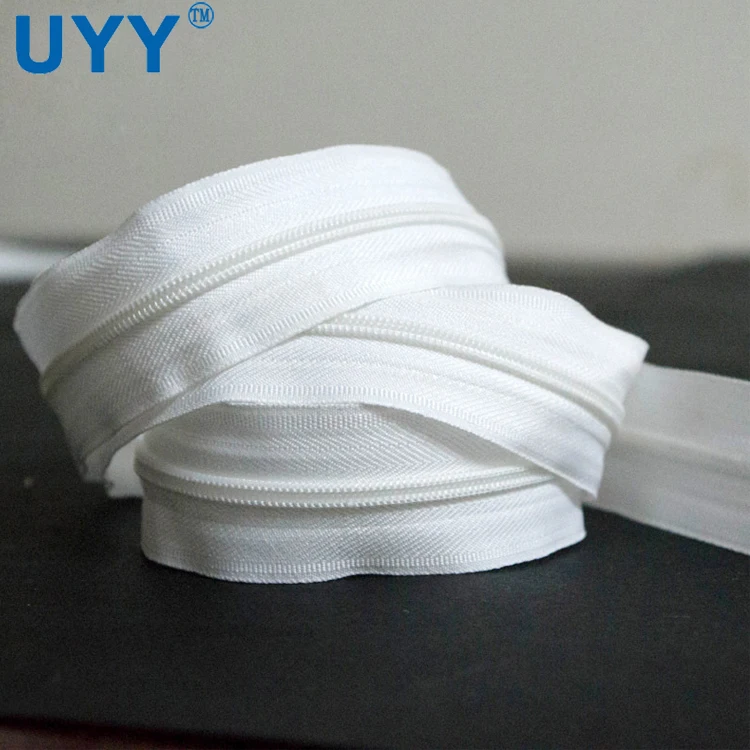 
Home textile white long chain 3# nylon zipper 