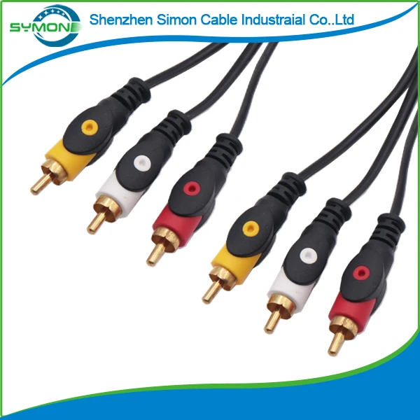 
Gold Plated 3 Rca Male to 3 Rca Male Audio Video Extension Cable 3RCA Audio Cable1.5m 
