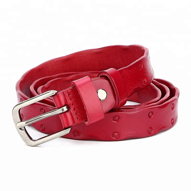 Luxury Embossed Dress Designer Ostrich Leather Belt for woman