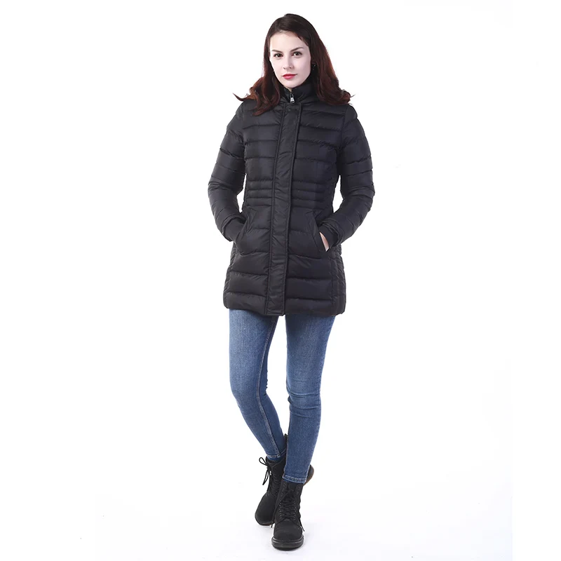 Черные женские пуховые Polyfill Подкладка куртки/пальто
