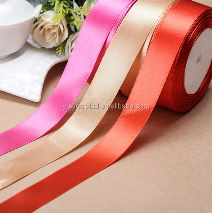 Directly Factory Manufacture Woven Edge Polyester Tape Double Sided Woven Edge Satin Gift Ribbon For Boxes Packing