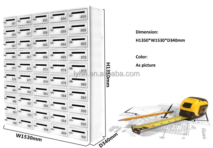 Commercial Furniture Cast Iron Wall Mounted Locking Office Mailboxes