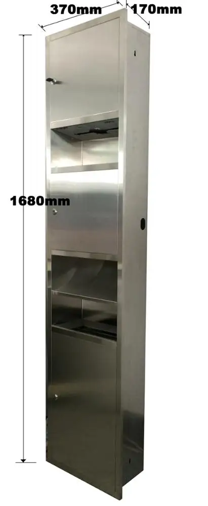 Paper towel dispenser, embedded electric hand dryer machine, waste bin combination
