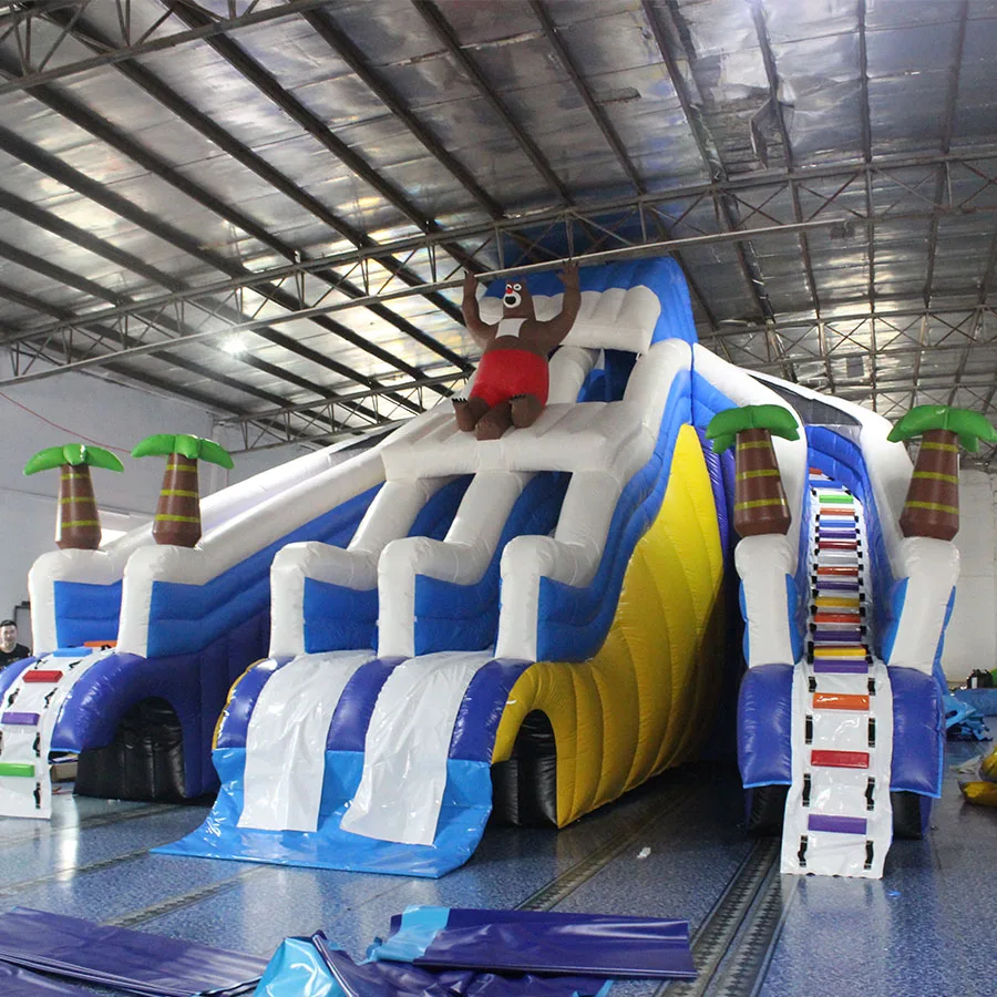 Factory Price Inflatable Bear Theme Slide Inflatable Animal Aqua Park Equipment For Kids