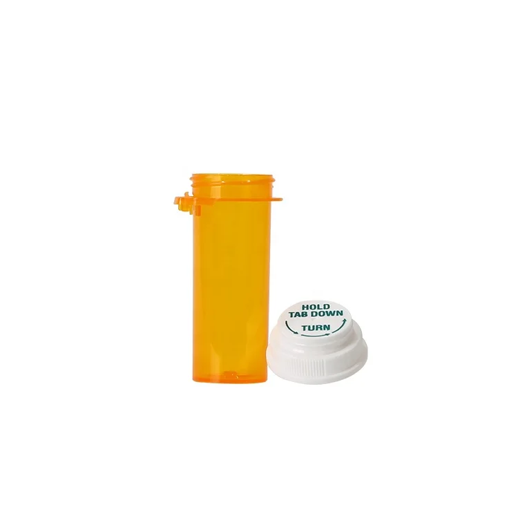 Small Airtight Plastic Medical Vials with Hold Tab Down & Turn Cap