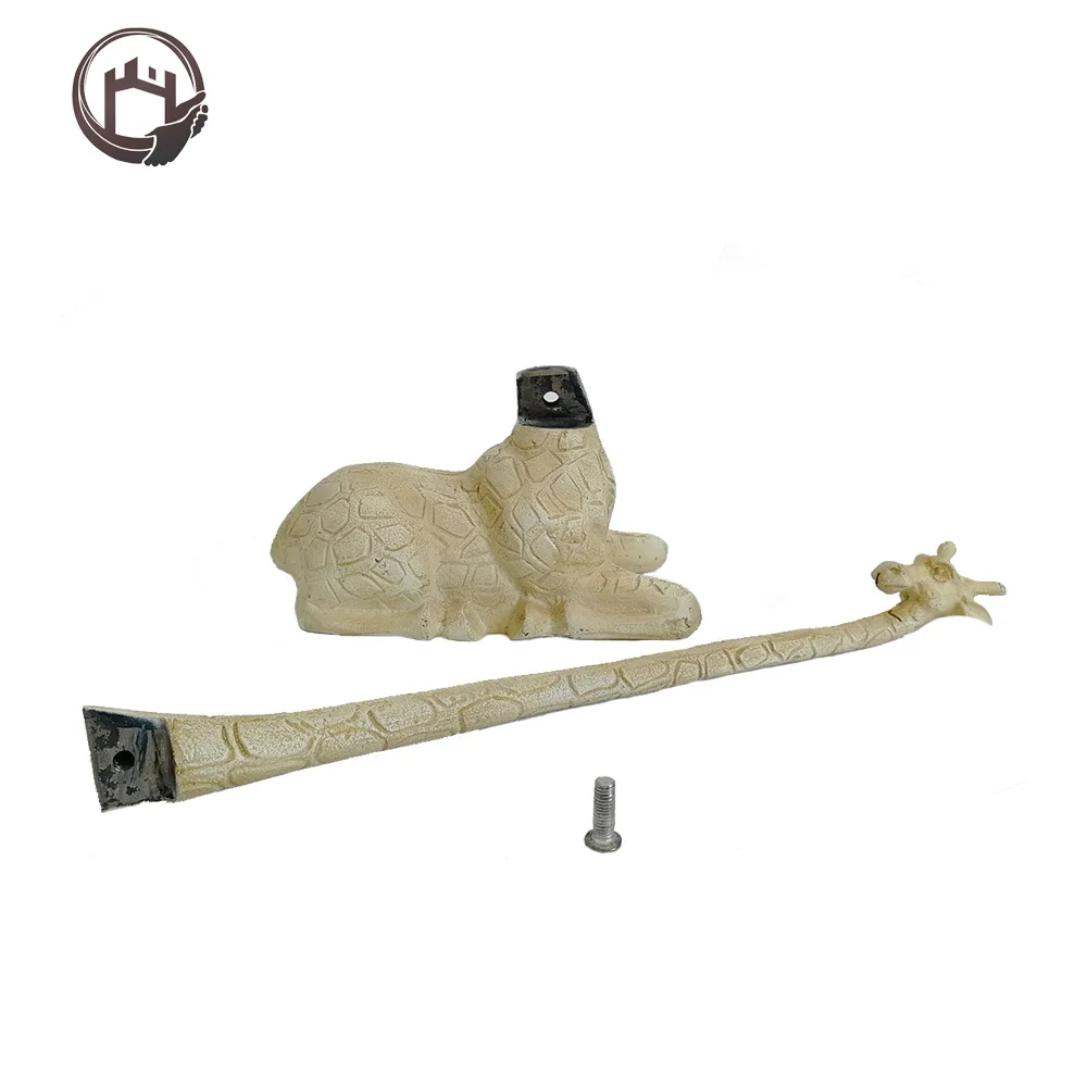 Antique finish bronze metal cast iron giraffe animal shaped toilet tissue paper roll holder rack