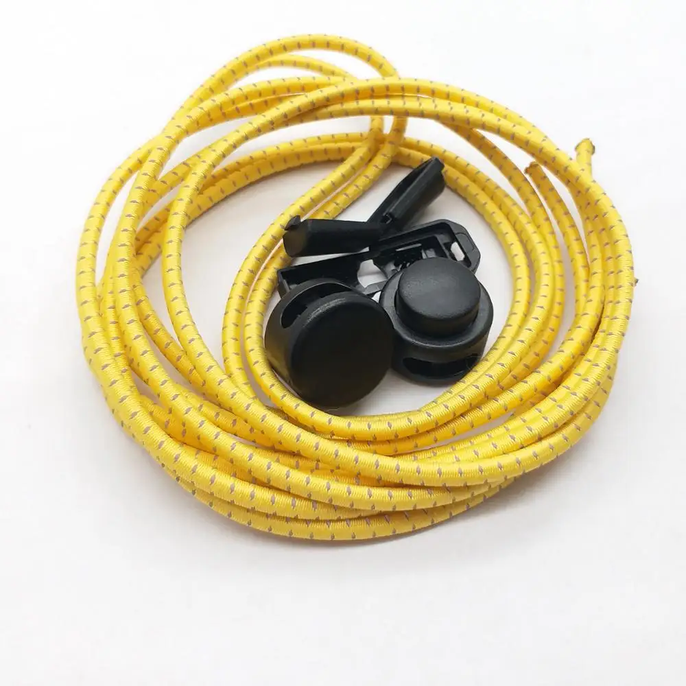 High quality 3mm color reflective lock shoe laces with custom logo printed