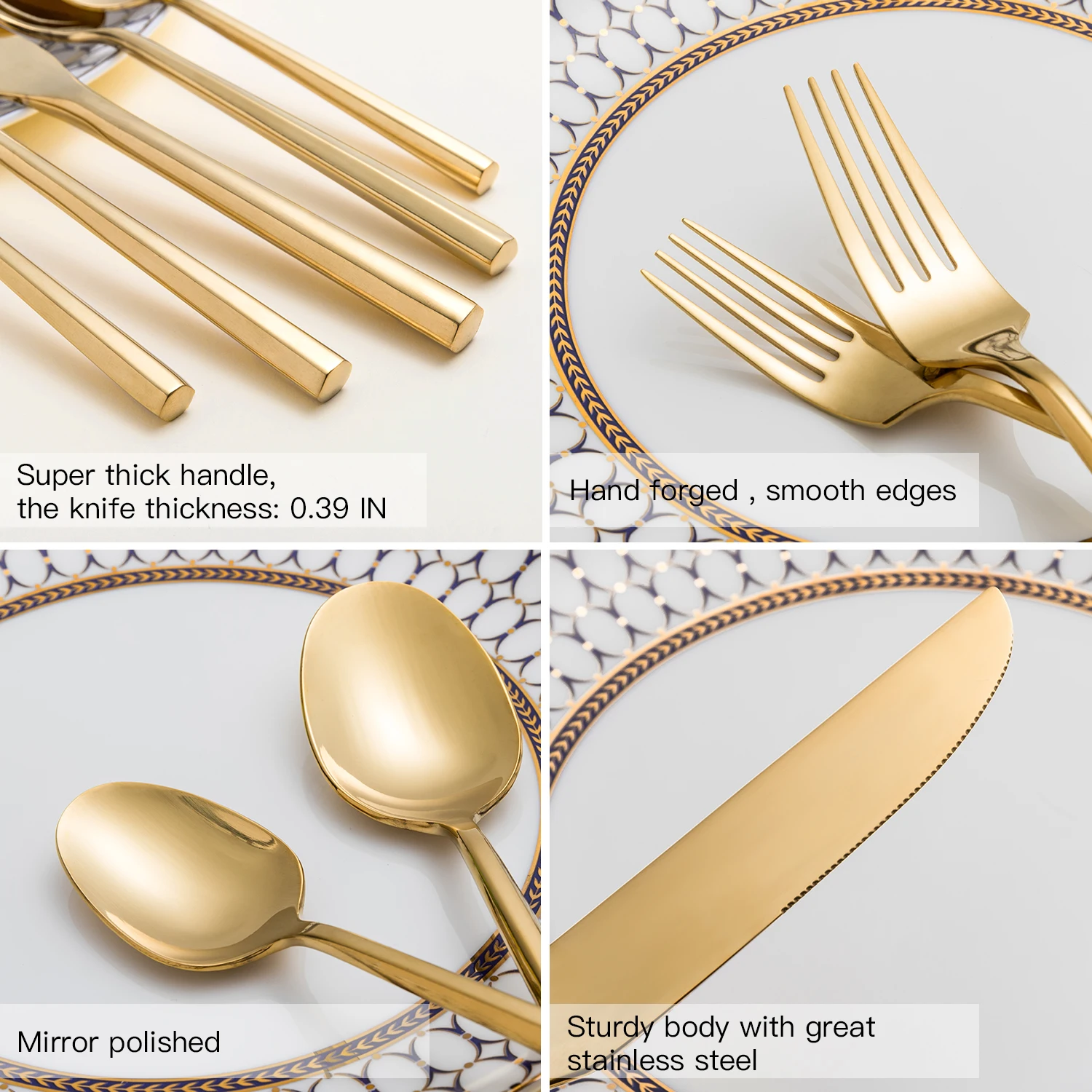 Wholesale gold plated flatware set knife and fork,gold cutlery set for wedding