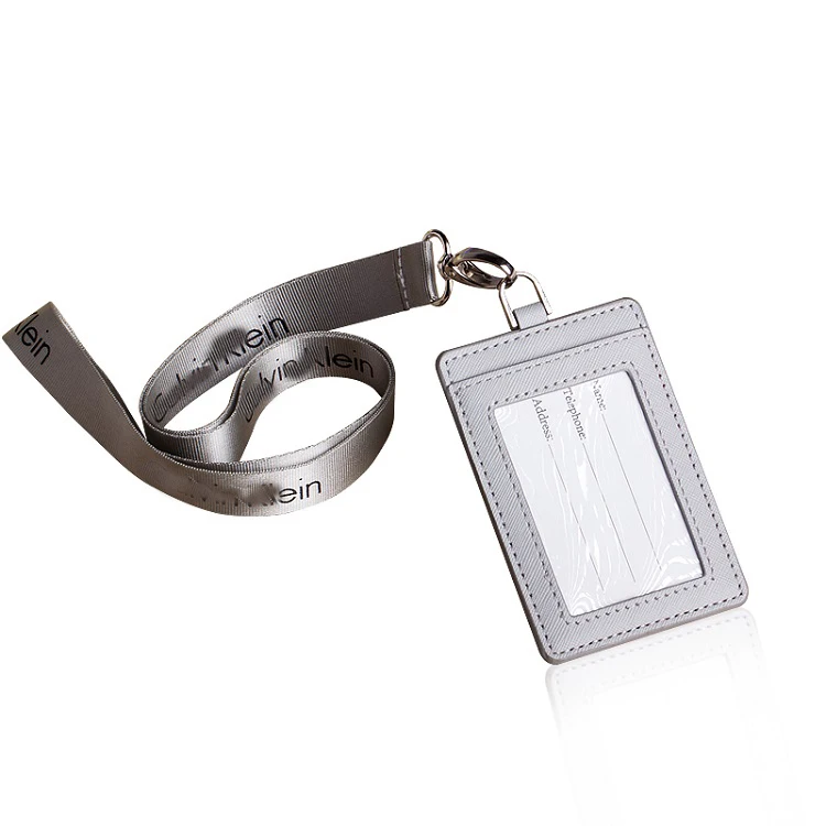 Custom retractable id card holder leather office card case