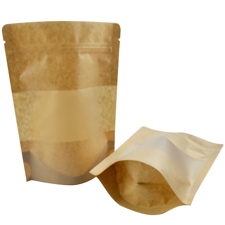 airtight custom white brown craft gift kraft paper packaging bag printed with your own logo for food