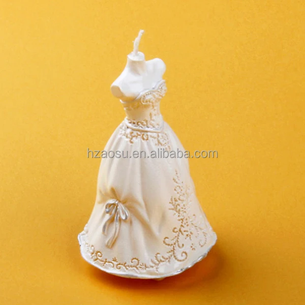 Bride White Wedding Dress Shaped Candles