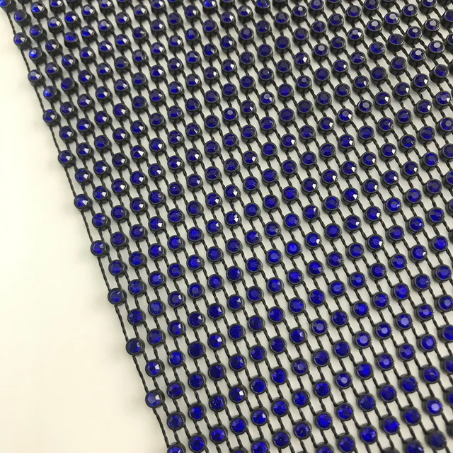 Sparking Plastic Elastic Rhinestone Mesh Fabric Crystal Diamond Mesh Trimming For Garment Shoes