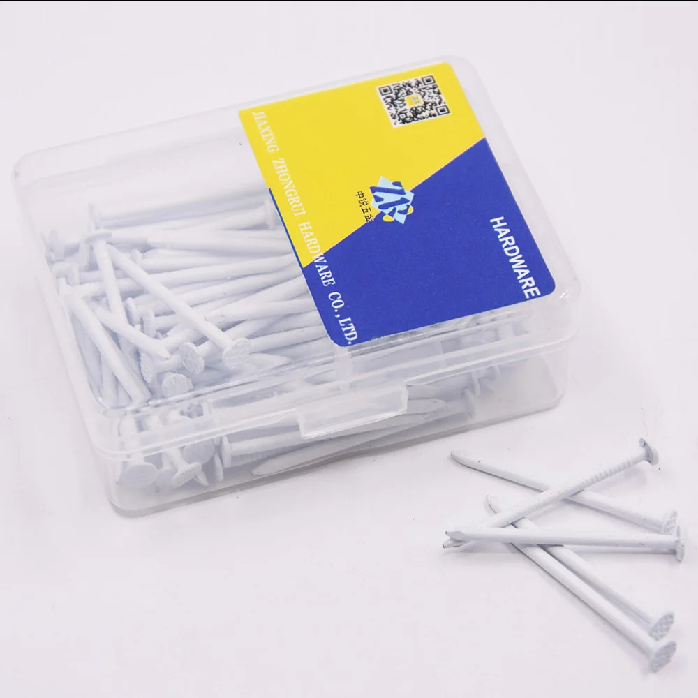 
White paint color checkered round flat plain head bright shank common iron nails 