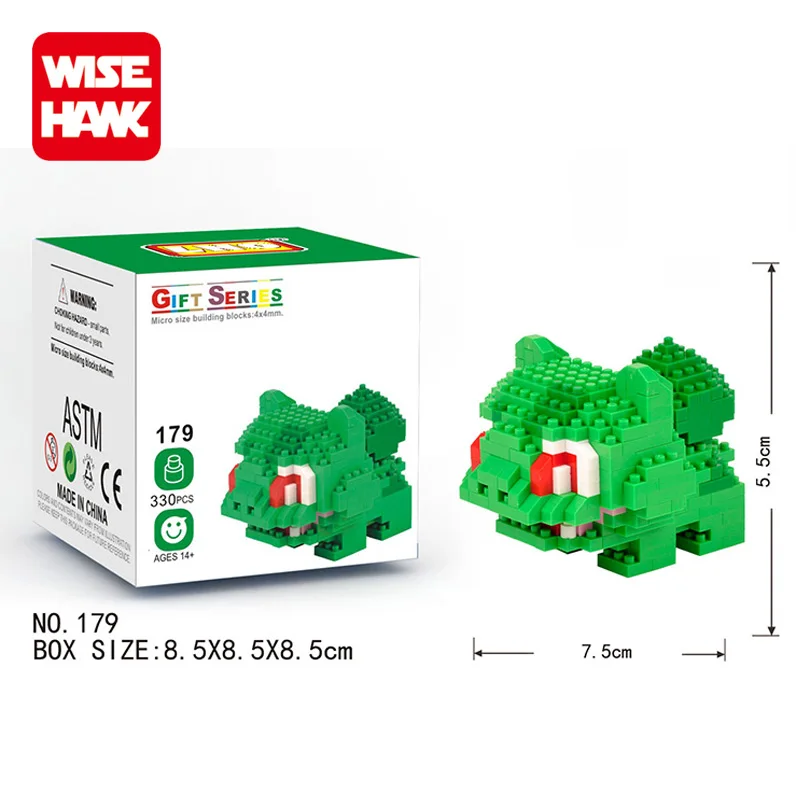 LNO plastic building blocks Anime poke pet Bulbasaur toy educational block set for children
