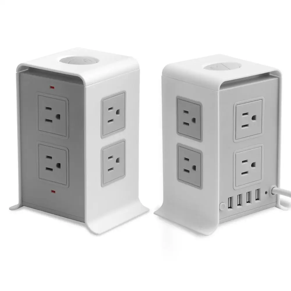 
Amazon Hotsale Two Layer Tower Power Strip with 4 USB Ports and Surge Protection 