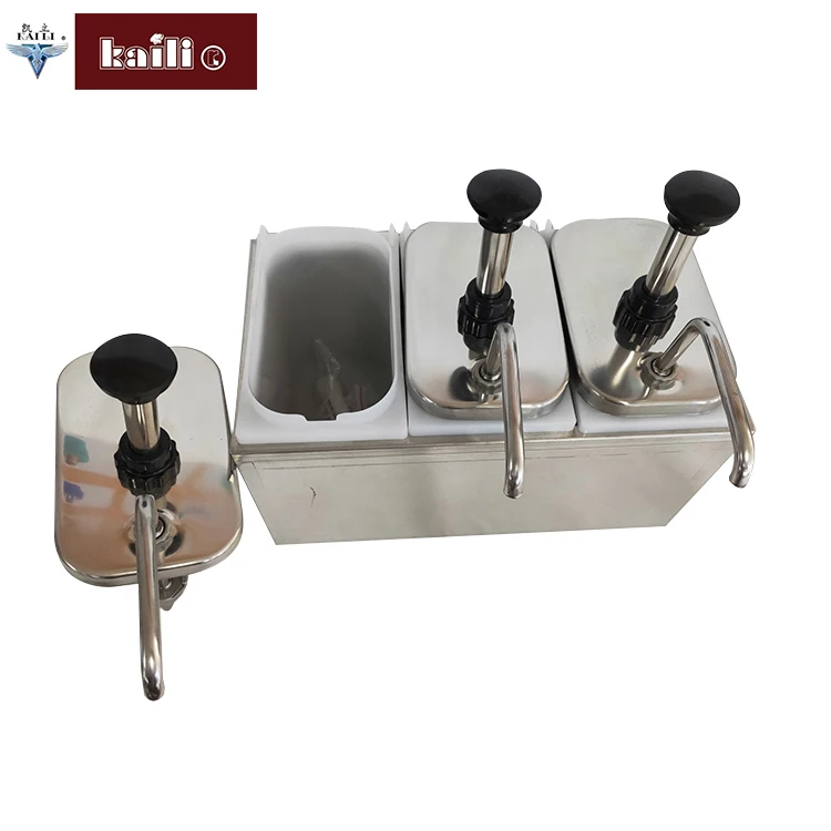 2L Hotel Supply Three head Stainless steel restaurant sauce dispenser ketchup dispenser