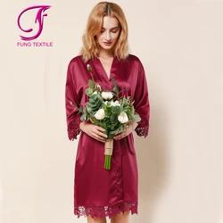 FUNG 3031 Hot Sell Bridesmaid Floral Chinese Silk Robe