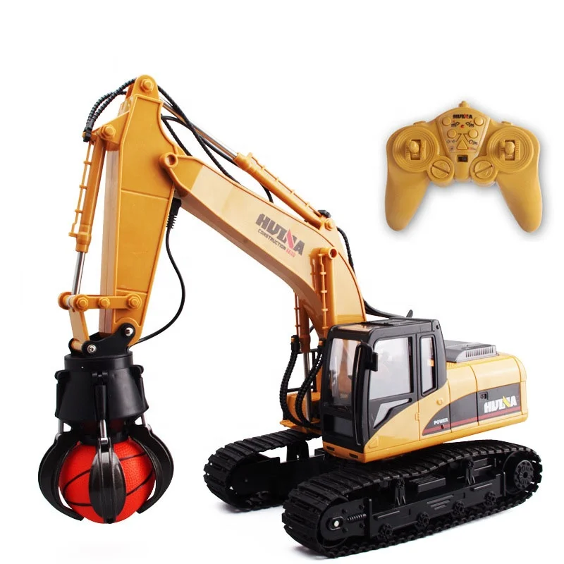 HuiNa 571 2.4G 1/14 16 Channels Metal RC Excavator Charging 1:14 RC Car Model Toys Kids Gifts