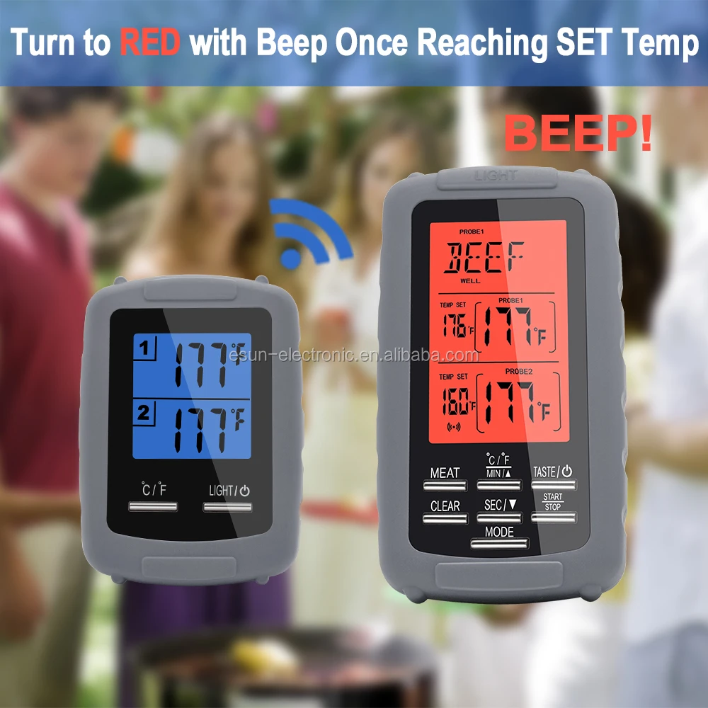 Беспроводной дистанционный цифровой термометр для мгновенного считывания мяса с кухонным таймером