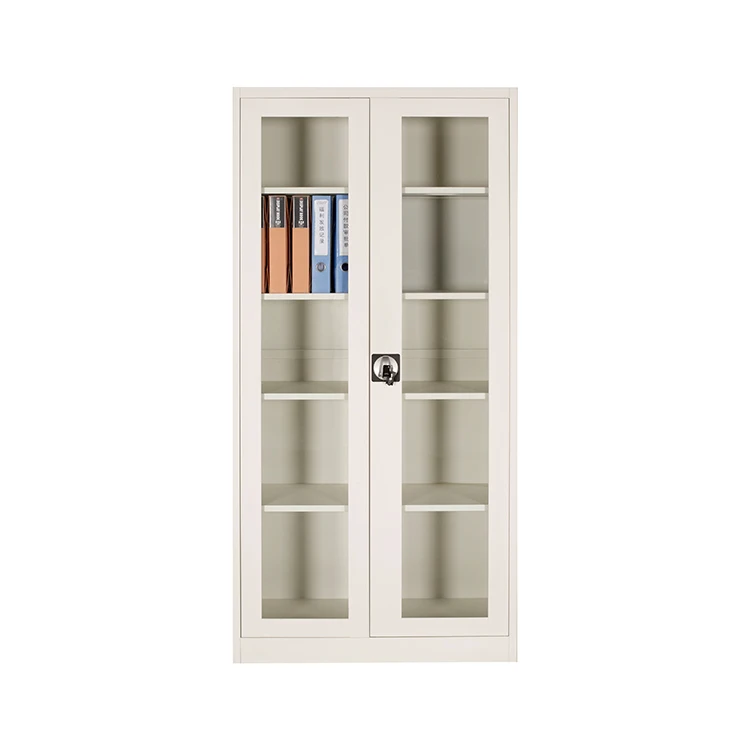High quality steel Glass Swing door Book case metal documents storage Office cupboard filing cabinet
