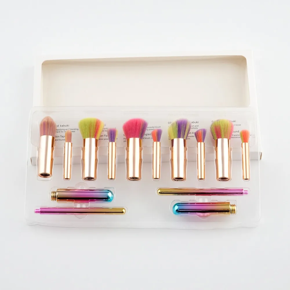 Частные класса «Люкс» для макияжа инструмент розовое золото 10 шт. Радуга волос виток набор кистей и бумажная коробка