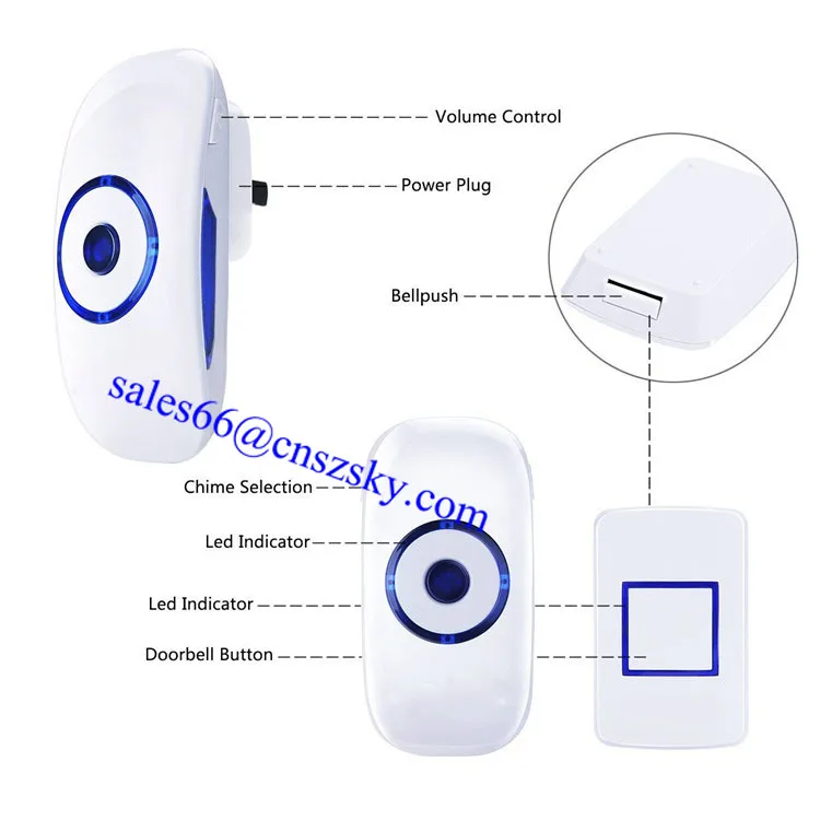 36 Tune Melody Wireless Door Bell 433 MHz Digital Receiver Doorbell 1 Remote Control 2 Wireless